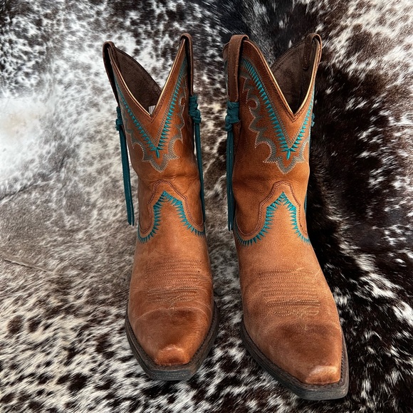 Ariat Turquoise Embroidered and Fringe Bootie - Picture 4 of 7